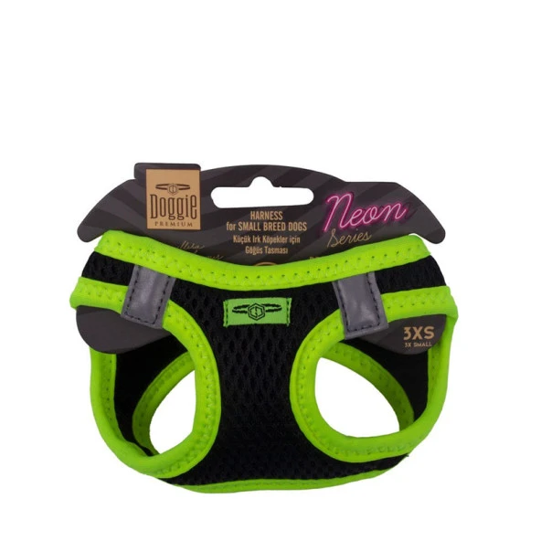 Doggie Havalı Dokuma Neon Serisi Köpek Göğüs Tasması Sarı 22-26 Cm 3XSmall