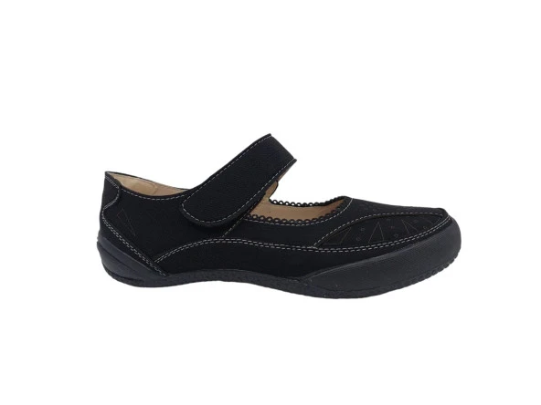 Zerhan 208 Kadın Siyah Cırtlı Bantlı Günlük Kullanım Ayakkabı