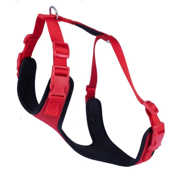 Doggie Havalı Dokuma Köpek Göğüs Tasması Kırmızı 1,5x40-50 Cm Small