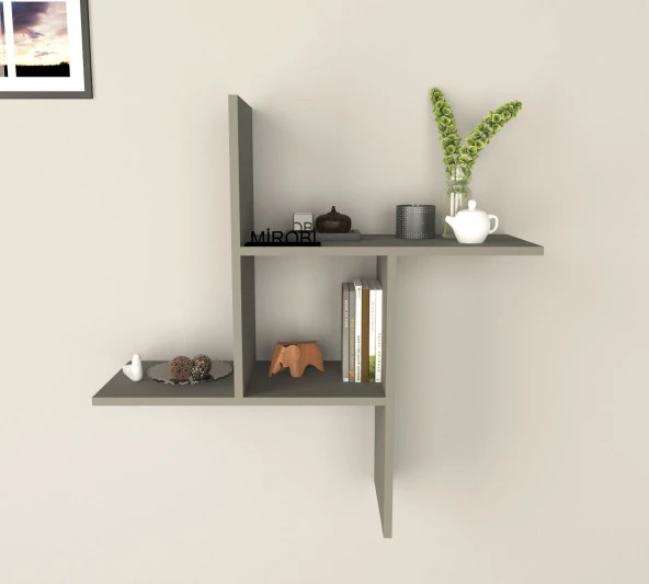 Mirobi Fizy Kare Dekoratif Duvar Rafı Antrasit - 2