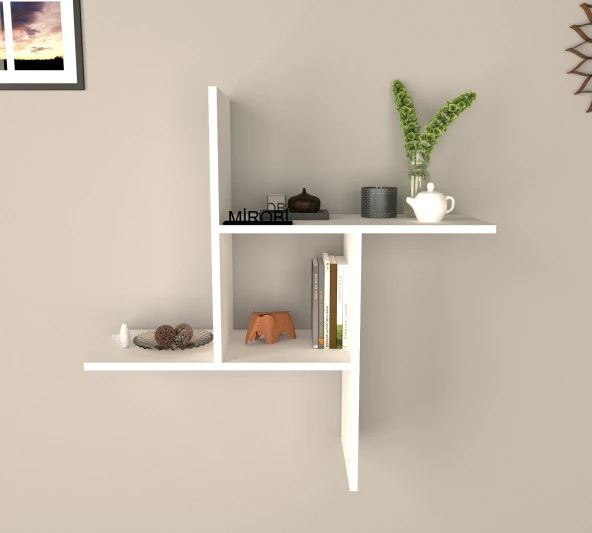 Mirobi Fizy Kare Dekoratif Duvar Rafı Beyaz - 3