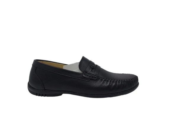 Zerhan 200 Erkek Siyah Hakiki Deri Günlük Kullanım Loafer Ayakkabı