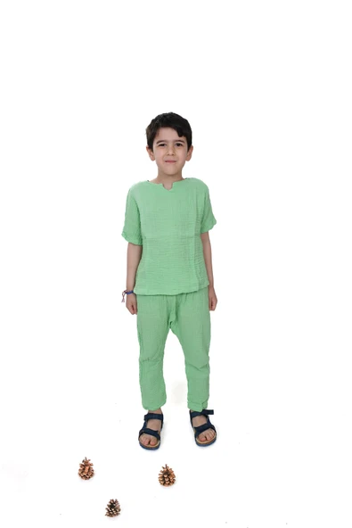 Çift Kat Müslin, Çocuk Müslin Şalvar Pantolon, %100 Pamuk, Beli Lastikli - 8