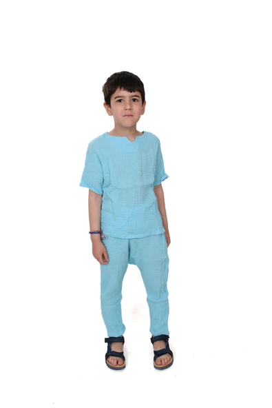Çift Kat Müslin, Çocuk Müslin Şalvar Pantolon, %100 Pamuk, Beli Lastikli - 7
