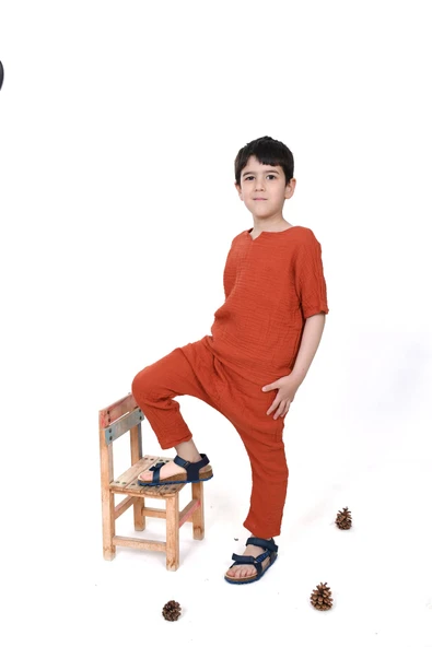 Çift Kat Müslin, Çocuk Müslin Şalvar Pantolon, %100 Pamuk, Beli Lastikli - 4
