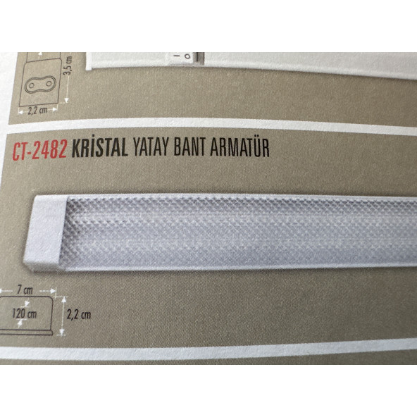 Ct-2482 kristal yatay bant armatür 60 wat beyaz ışık