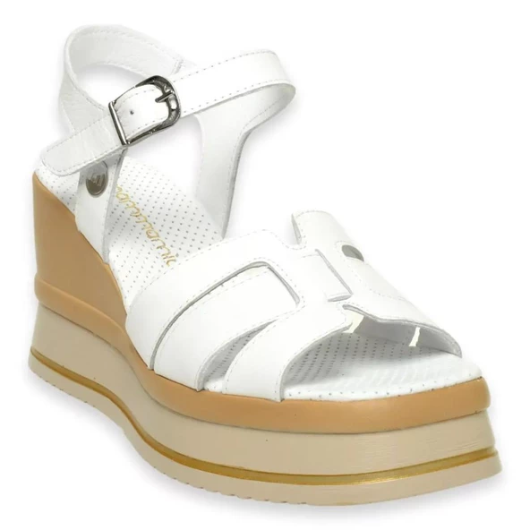 MAMMAMİA D24YS-1535 DOLGU TOPUK DERİ KADIN SANDALET - 2