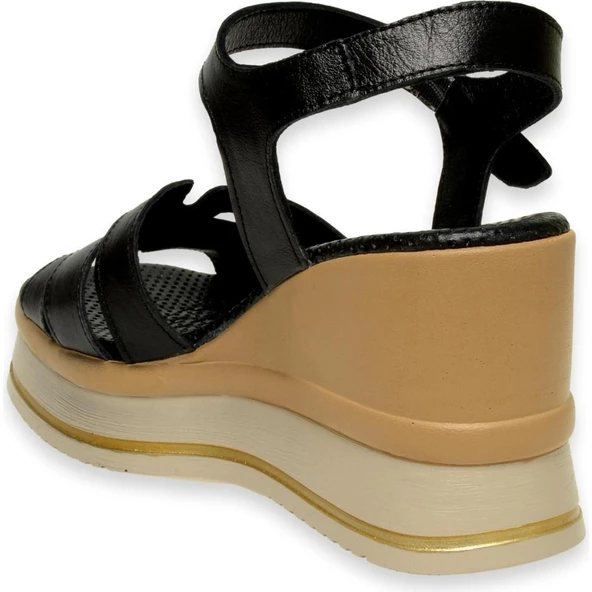 MAMMAMİA D24YS-1535 DOLGU TOPUK DERİ KADIN SANDALET - 5