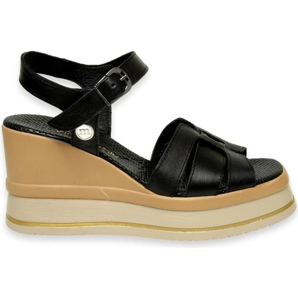 MAMMAMİA D24YS-1535 DOLGU TOPUK DERİ KADIN SANDALET - 3