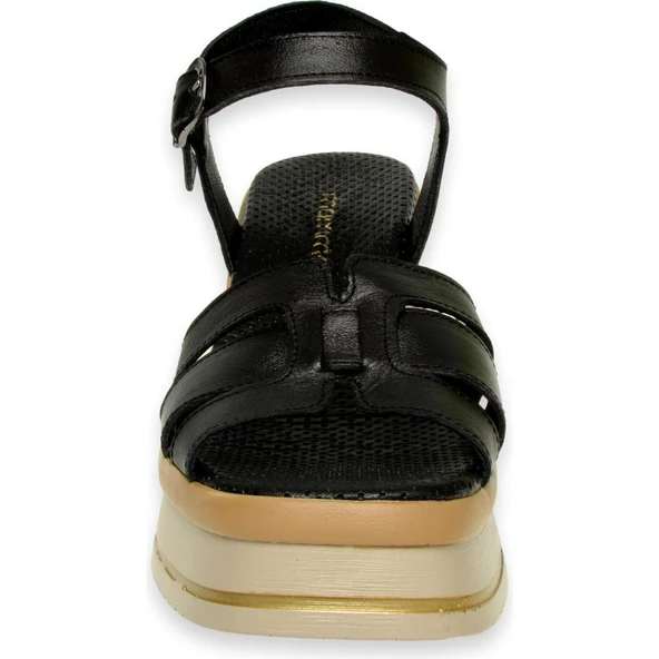 MAMMAMİA D24YS-1535 DOLGU TOPUK DERİ KADIN SANDALET - 4