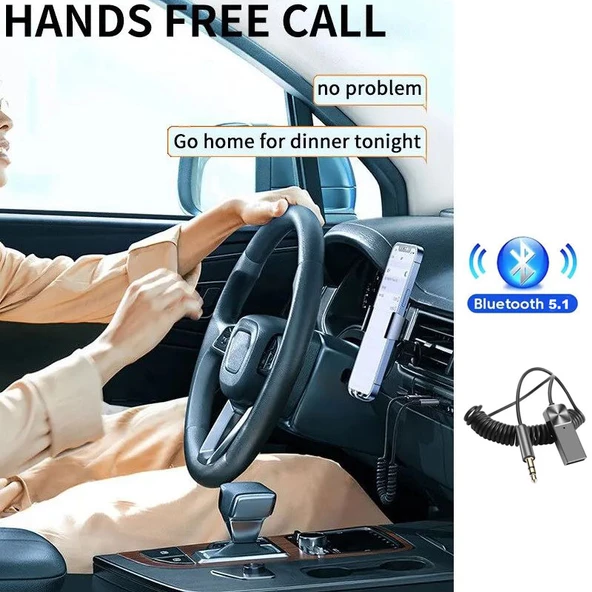 Aux Bluetooth Alıcısı Verici Kablosuz Bt Aux Adaptörü spiral kablolu - Resim 5