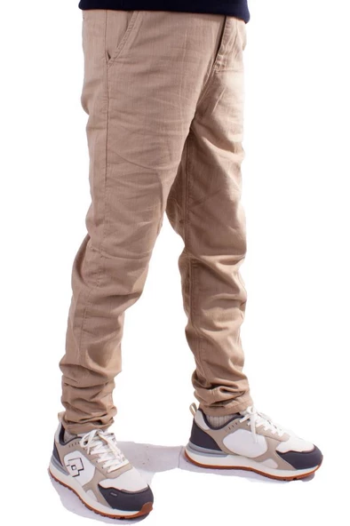 Twister Slim Jogger-011 Bej Yüksek Bel Dar Paça Erkek Keten Pantolon