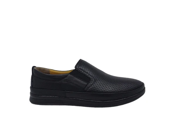 Zerhan 550 Erkek Siyah Hakiki Deri Hafif Günlük Kullanım Ayakkabı