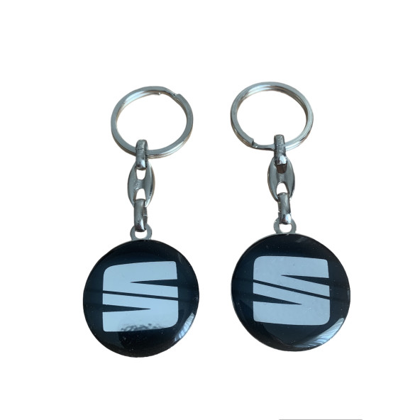 Seat  Logolu Metal Otomobil Anahtarlığı - 2 Adet Siyah Renk ürün görseli