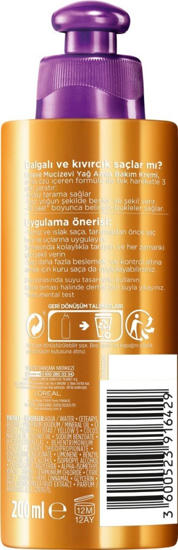 Elseve Amla Yağı Bukle Belirginleştirici Saç Bakım Kremi 200 ml - Resim 3