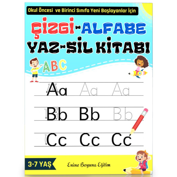 Çizgi-Alfabe YAZ-SİL Kitabı (Okul Öncesi ve Birinci Sınıflar İçin) ürün görseli 1