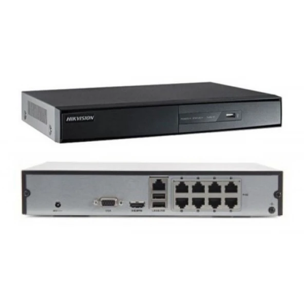 HIKVISION DS-7108NI-Q1/8P/M, 8Kanal PoE, 4Mpix, H265+, 1 HDD Desteği, 1520P Kayıt, 60Mbps Bant Genişliği, Metal Kasa, NVR