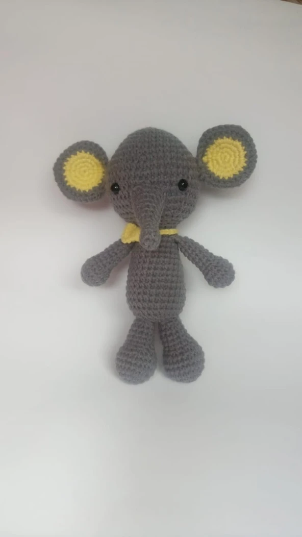 Sevimli Fil Amigurumi Organik Oyuncak - Resim 2