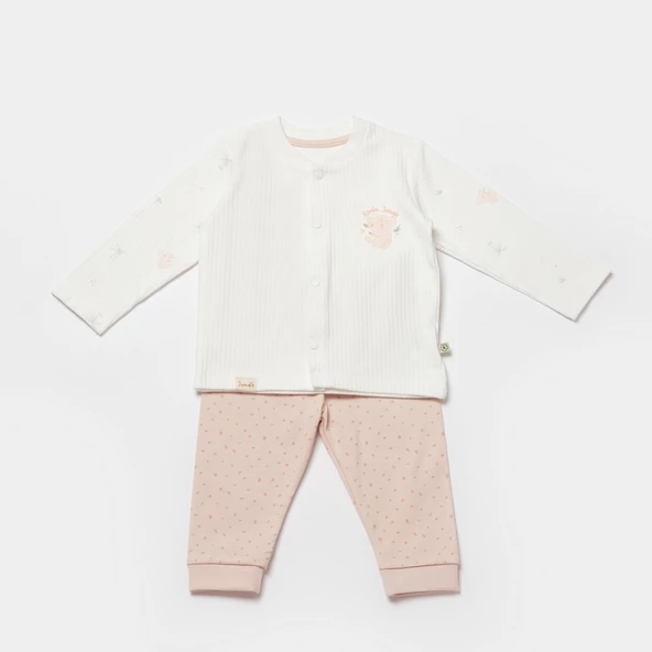 Bibaby Biorganic Koala Jungle Bebek Pijama Takımı 59777 Pembe