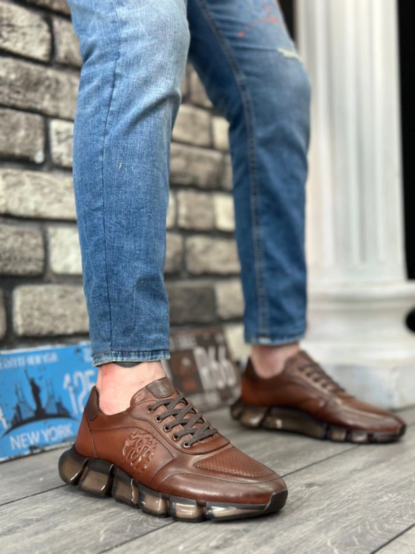 BA0338 İçi Dışı Hakiki Deri Rahat Taban Taba Sneakers Casual Erkek Ayakkabı ürün görseli 1
