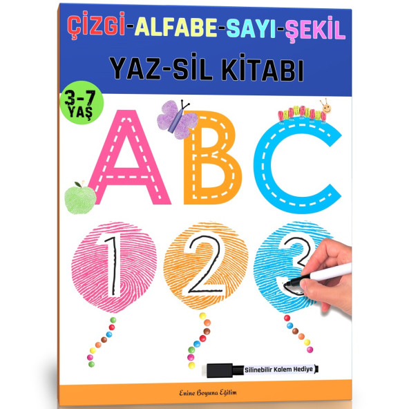 Okul Öncesi Çizgi Alfabe Sayı Şekil YAZ-SİL Kitabı