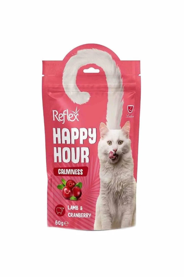 Reflex Happy Hour Kuzulu ve Kızılcıklı Sakinleştirici Kedi Ödül Maması 60 Gr