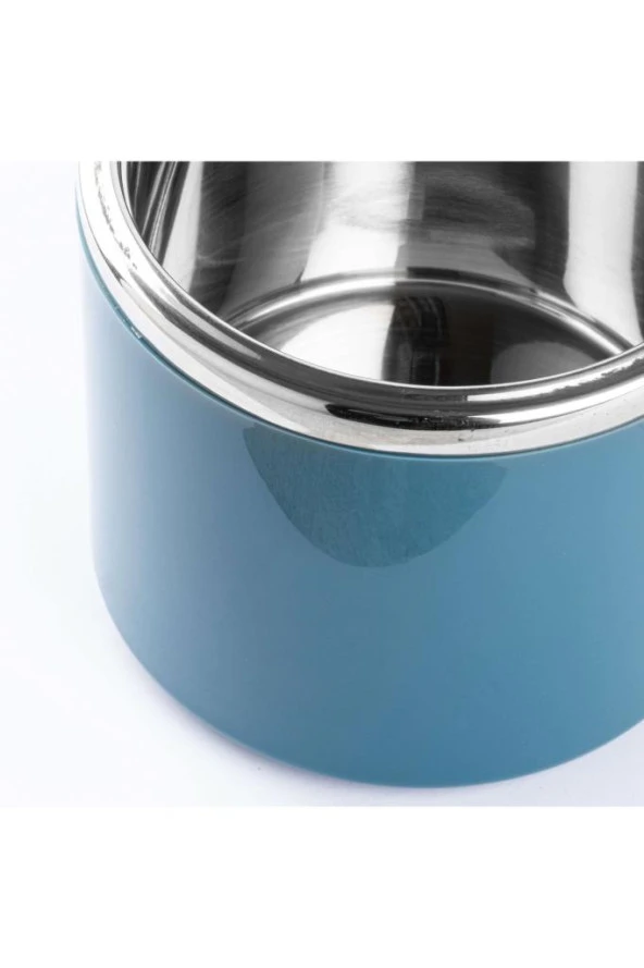TEDEMEI MAVİ PASLANMAZ ÇELİK YUVARLAK YEMEK TAŞIMA KABI 630ML - Resim 2