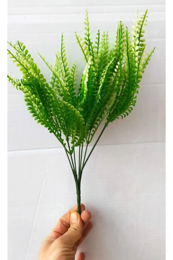 Yapay Bitki Kabarık Susam Bitkisi Demeti 7 Dal Garnitür Aranjman Dikey Bahçe 40 Cm Yeşil Beyaz - 2