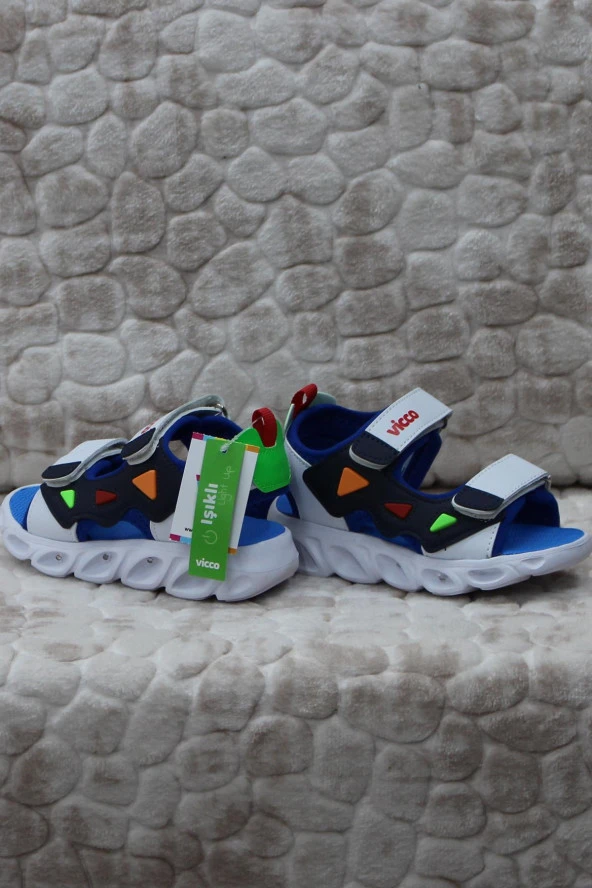 Vicco 321.F24Y.204 Hilda Saks Mavi Phylon Işıklı Çocuk Sandalet - Resim 3