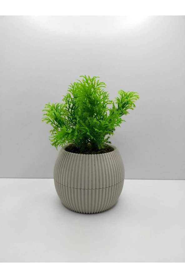 Mini Saksıda Çim Yeşili Yapay Bitki Garnitür Taş Yosunlu 17 Cm Dekoratif Banyo Mutfak Masa Çiçeği - 2