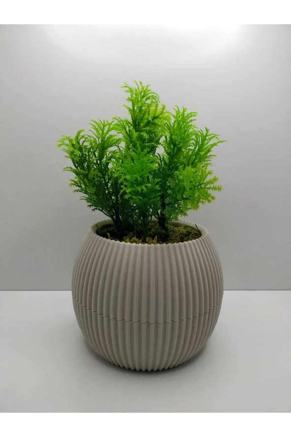 Mini Saksıda Çim Yeşili Yapay Bitki Garnitür Taş Yosunlu 17 Cm Dekoratif Banyo Mutfak Masa Çiçeği - 3