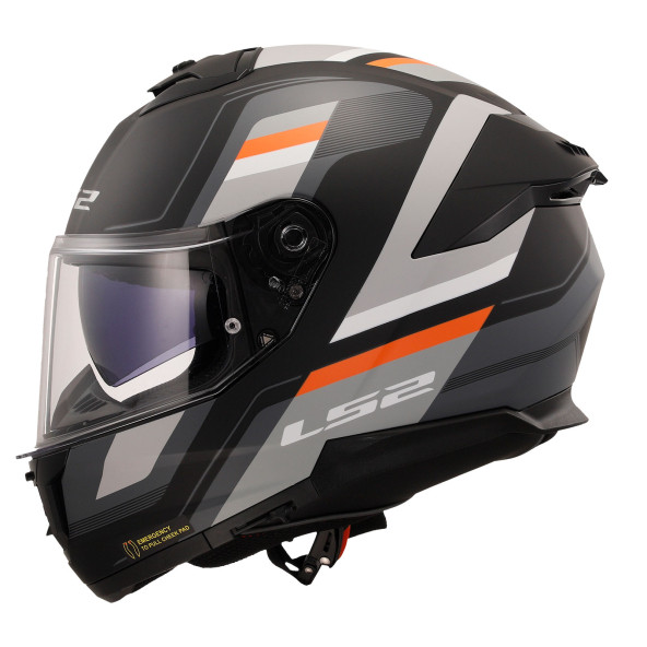 Ls2 Stream 2 Vintage Full Face Motosiklet Kaskı Mat Siyah Gri - Resim 2