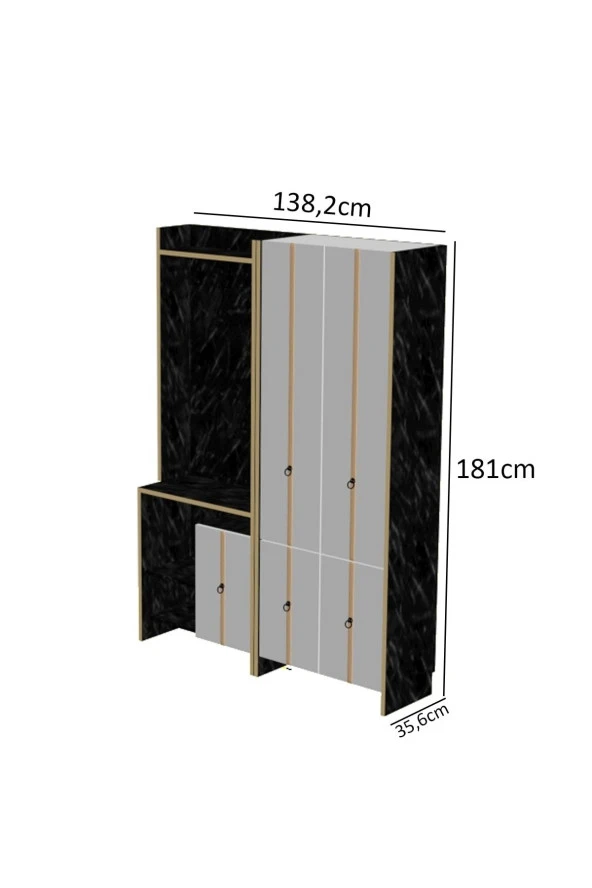 Ardeno  Sarmaşık Siyah Portmanto Vestiyer - 2