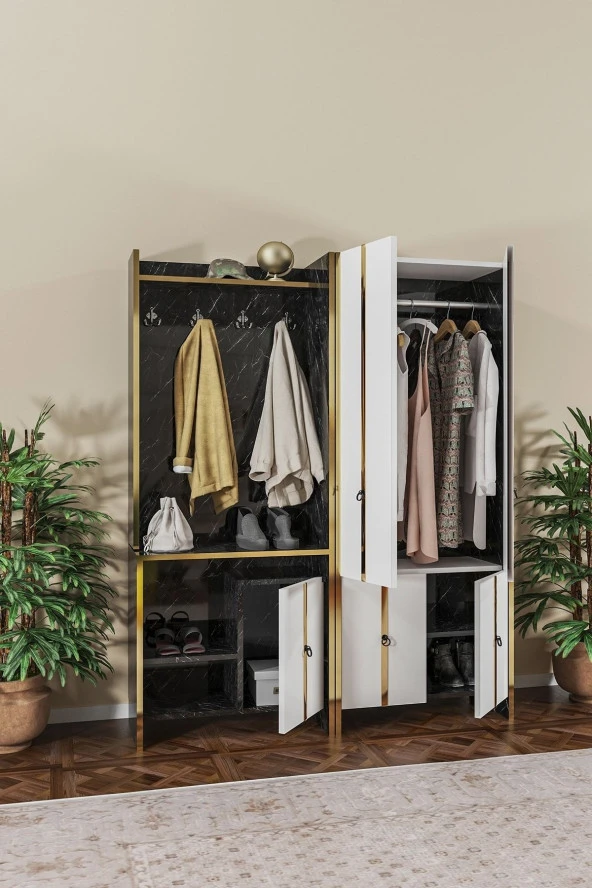 Ardeno  Sarmaşık Siyah Portmanto Vestiyer - 3