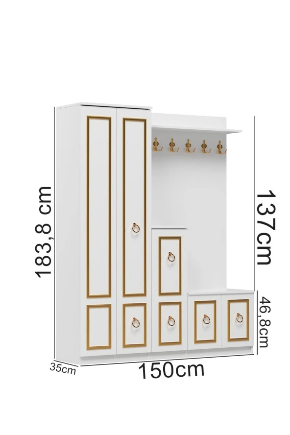 Ardeno  Silver Dalyan Portmanto Vestiyer Ayakkabılık - 4