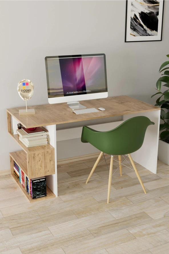 Evdemo Leo Kitaplıklı Çalışma Masası Atlantik Çam