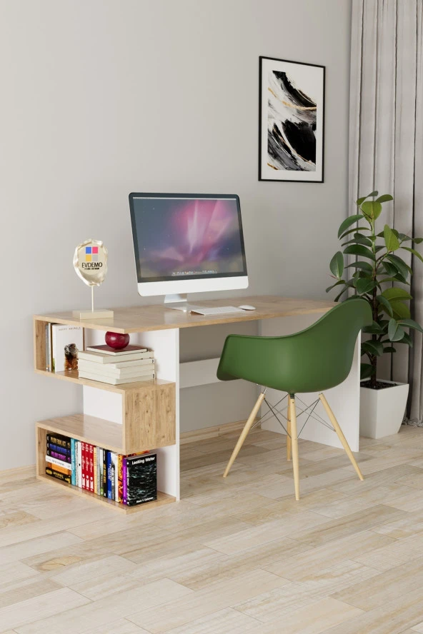 Evdemo Leo Kitaplıklı Çalışma Masası Atlantik Çam - 3