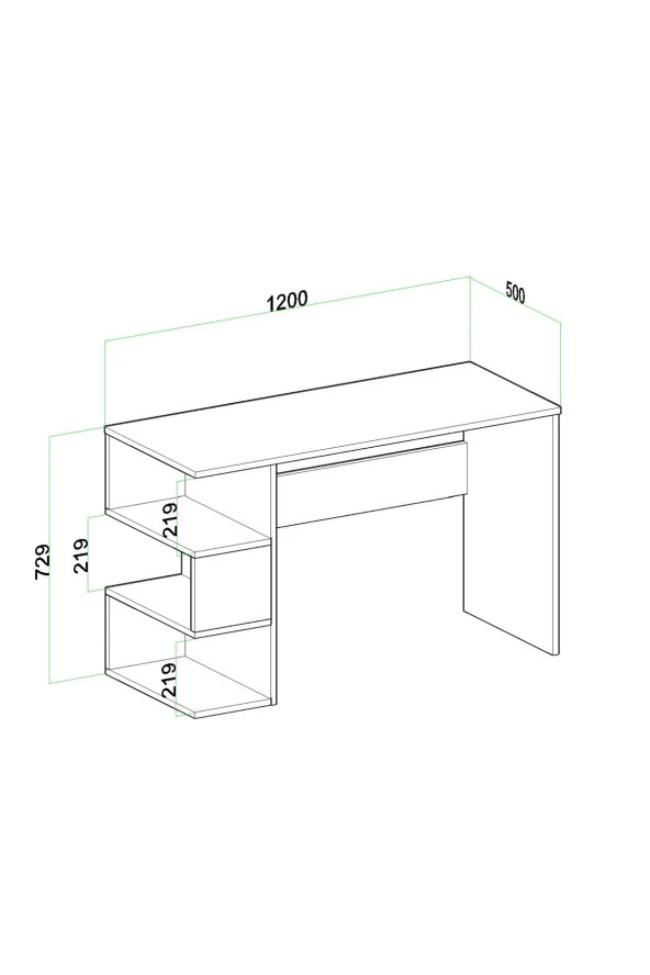 Evdemo Leo Kitaplıklı Çalışma Masası Atlantik Çam - 5