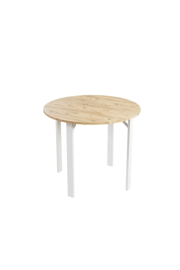 Evdemo  Trend Yuvarlak Mutfak Masa Takımı Atlantik Çam-Gri-Beyaz - Resim 4