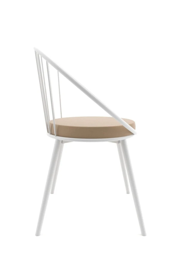 Evdemo  Eylül Metal Tel Sandalye Beyaz Kahve - Resim 3