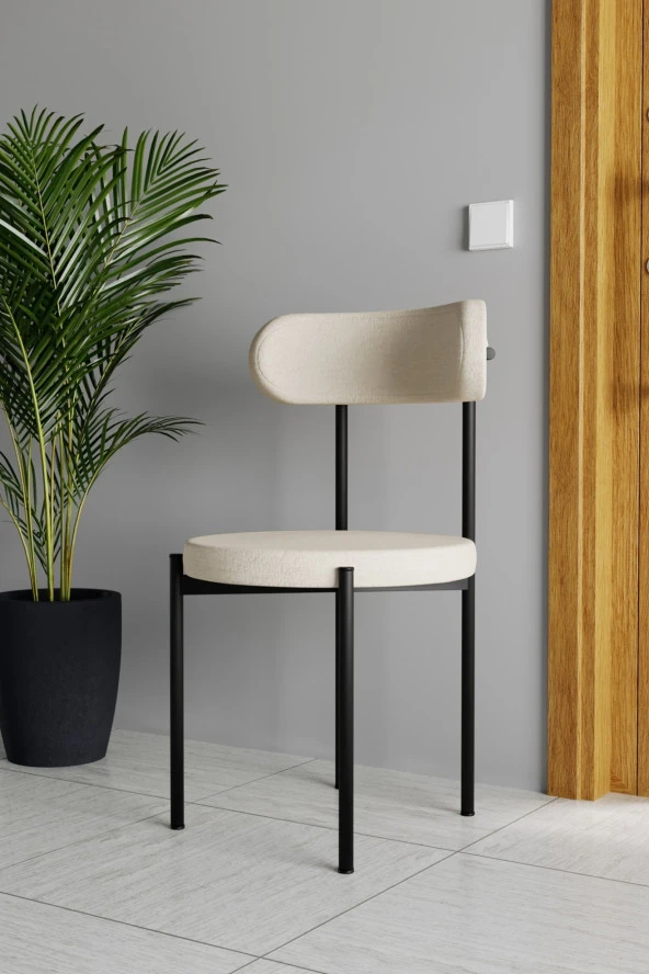 Evdemo  Trend 2li Mutfak Masası Sandalyesi Krem-Siyah - Resim 2