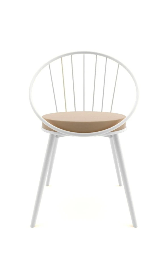 Evdemo  Eylül Metal Tel Sandalye Beyaz Kahve - Resim 2