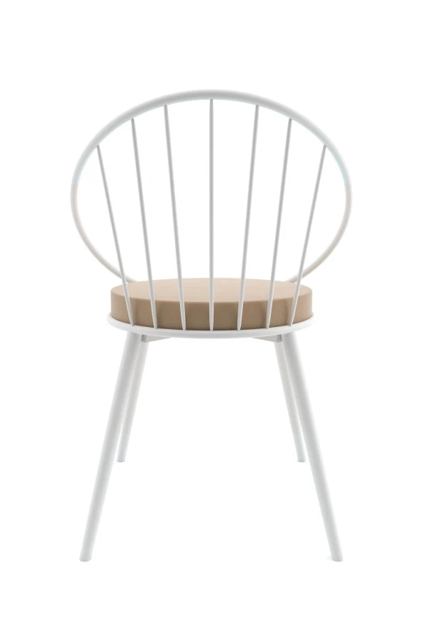 Evdemo  Eylül Metal Tel Sandalye Beyaz Kahve - Resim 4