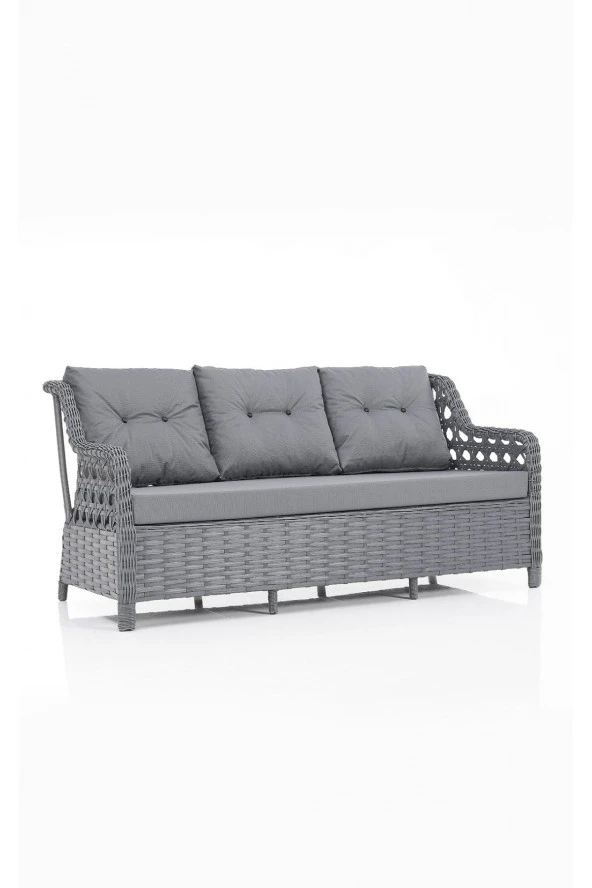 Evdemo Eren Rattan Puflu 3+1+1 Bahçe Balkon Takımı, Antrasit - 4