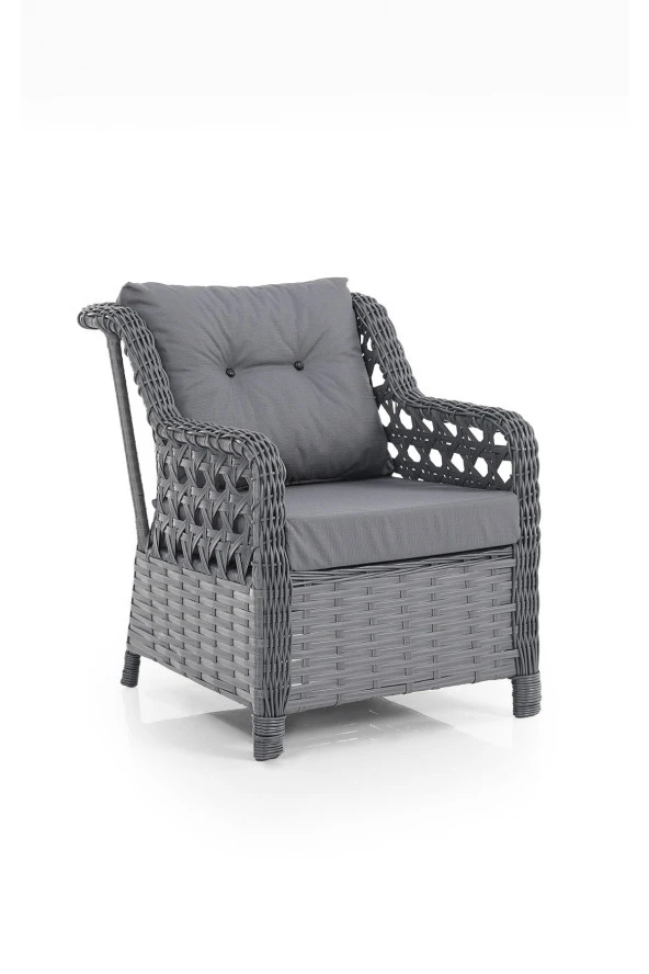 Evdemo  Eren Rattan Bahçe Balkon Takımı 2+1+1 Antrasit - 3