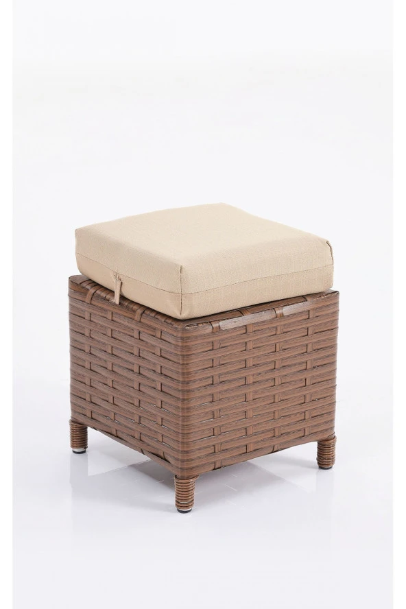 Evdemo Eren Rattan Puflu Bahçe Balkon Takımı 3+1+1 Kahve - 5