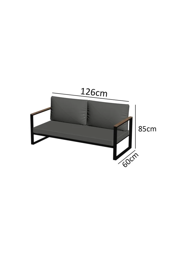 Evdemo  Kobalt Bahçe Balkon Oturma Takımı 2+1+1 Kahve - 2
