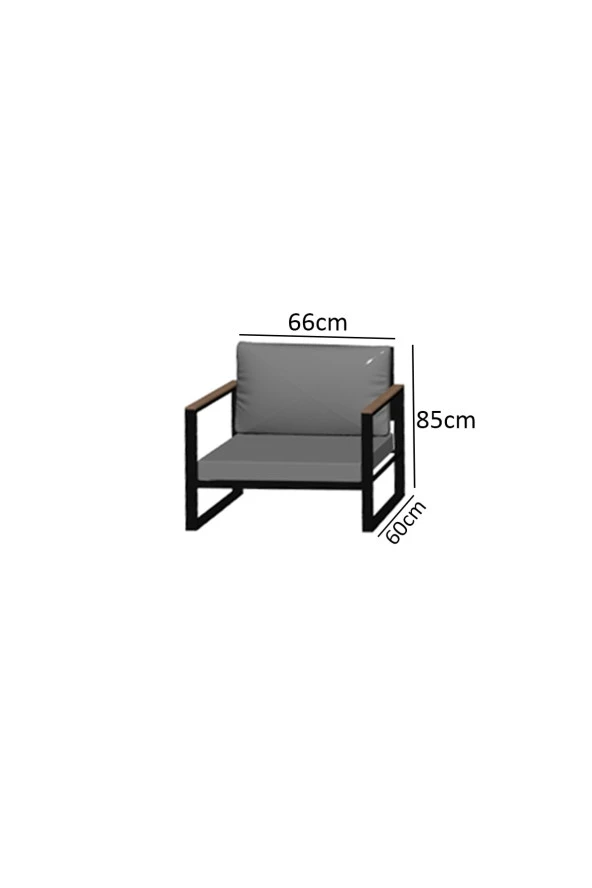 Evdemo  Kobalt Bahçe Balkon Oturma Takımı 2+1+1 Kahve - 3