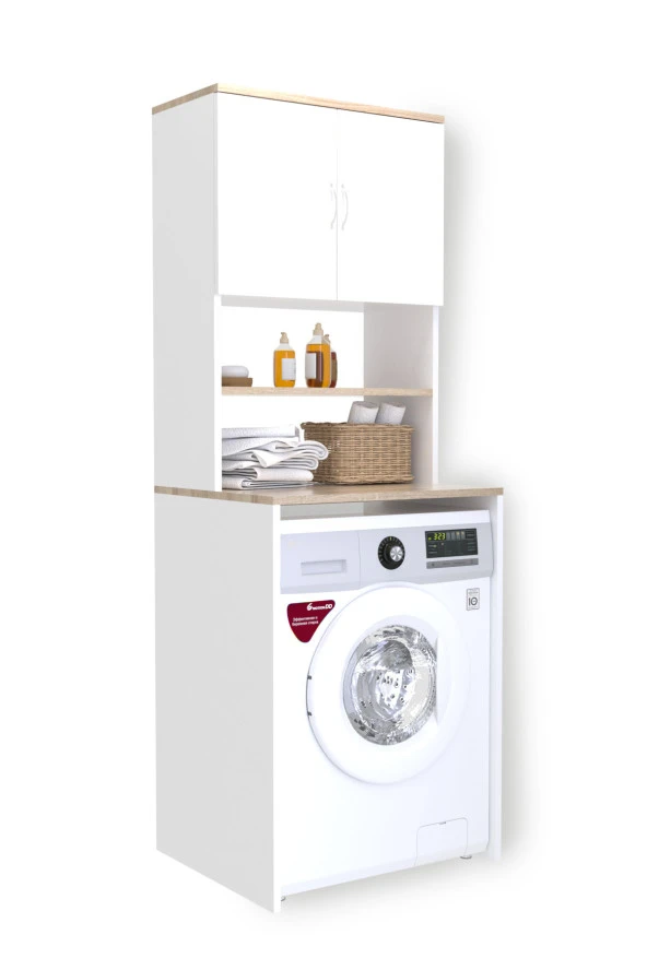 Evdemo  Çamaşır Makinesi Üstü Banyo Dolabı Rafı Beyaz - 2