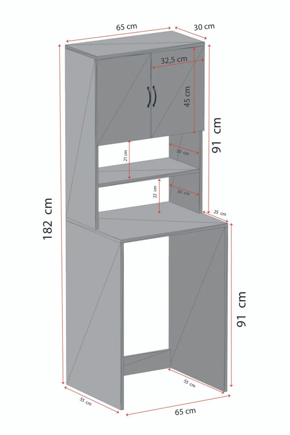 Evdemo  Çamaşır Makinesi Üstü Banyo Dolabı Rafı Beyaz - 7